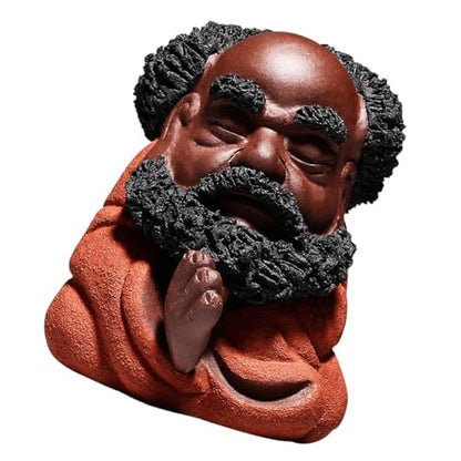 Beaupretty Bodhidharma Purple Clay Figurine Tranquil Tea Table Ornament Unique Desktop Decor Home Desktop Sculpture for Tea Ceremony and Indoor Decoration