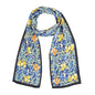 100% Silk Scarf for Women 59”*6.3” Long Shawls for Headscarf and Neck- Oblong Hair Wraps with Gift Packed - color: Floral-navy Blue