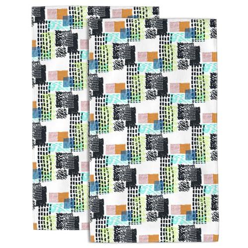Doodle Pattern Hand Towels - Retro Style 2 Pack Soft Absorbent Decorative for Bathroom Kitchen Sports Gym Yoga Home Decor 14 x 28 in - color: Doodle Pattern
