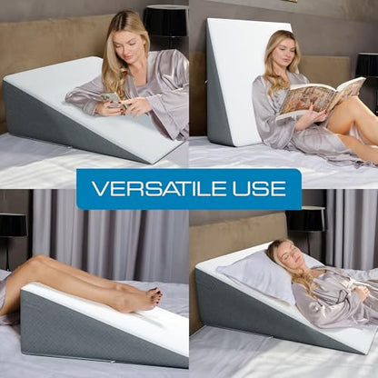 Kolbs Bed Wedge Pillow for Sleep Apnea, FSA Eligible Acid Reflux, and Back Pain Relief, with Chic Jacquard Cover - Headboard Wedges for Sleeping (Standard Wedge 12" Height) - size: Standard Wedge 12" Height