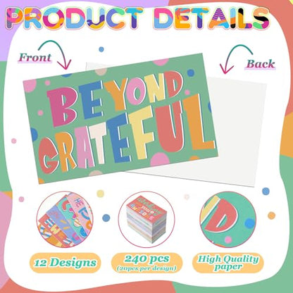 Yeaqee 240 Pcs Employee Appreciation Kudos Cards Funny Blank Back Motivational Card Encouragement Thank You Note Recognition Card for Teacher College Affirmation Gift(Colorful) - style: Colorful