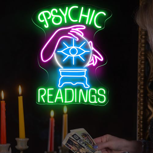 Psychic Readings Neon Sign, Fortune Teller Led Sign, Psychic Neon Light, Tarot Reading Led Light, Palm Wall Art, Fortune Home Wall Decor, Home Wall Decor for Girls Room Gaming Room Party Man Cave - color: Psychic Readings