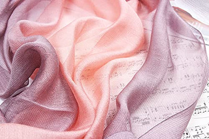 Cotton Silk Scarf Elegant Soft Wraps Color Shade Scarves for Women - color: Gradient - Pink