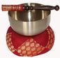 Singing Bowl Set Japanese Rin Gong Spun Brass with Cushion & Striker (4.2" Round Red Gold Brocade) - color: 4.2" Round Red Gold Brocade