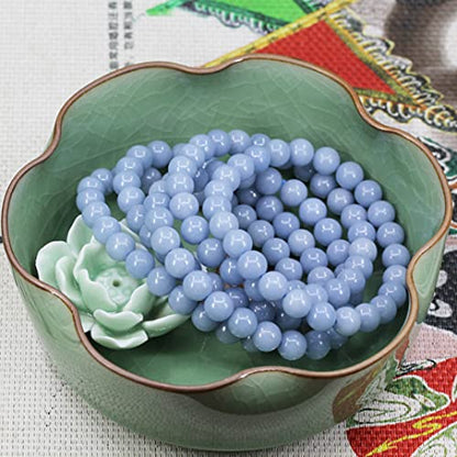 Keleny Gem Semi Precious Gemstones 8mm Natural Stone Round Beads Crystal Stretch Bracelets 7 Inch Unisex - color: 8mm Blue Angelite