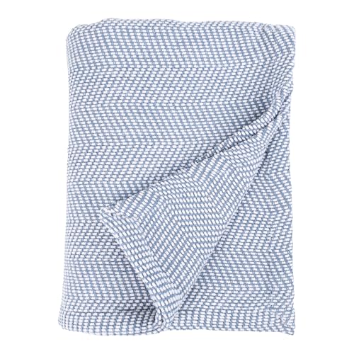 Superior Chrisney Cotton Blanket, Comfy All Season Bedding, Home Decor Essential, Bed Cover, Couch, Lounging, Picnic, Beach, Yarn-Dyed, King, Blue - color: Blue, size: King