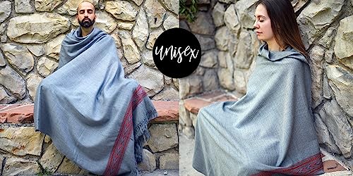 Exotic Meditation Shawl - Large Unisex Prayer Wrap, Oversize Scarf & Versatile Indian Stole Blanket - color: Dark Grey