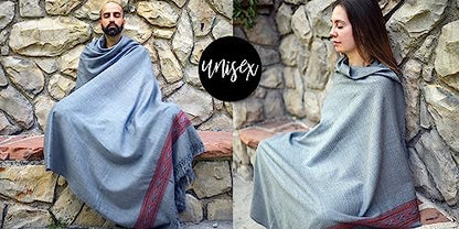 Exotic Meditation Shawl - Large Unisex Prayer Wrap, Oversize Scarf & Versatile Indian Stole Blanket - color: Dark Grey