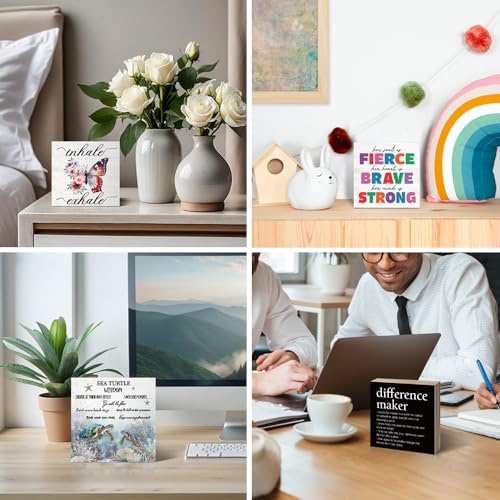Accept What Is Let Go Of What Was Have Faith In Wooden Sign Desk Decor, For Home Office Farmhouse Bedroom Yoga Spa Room, Christian Gifts, Prayer Religious Gifts for Family Friend - style: Farmhouse