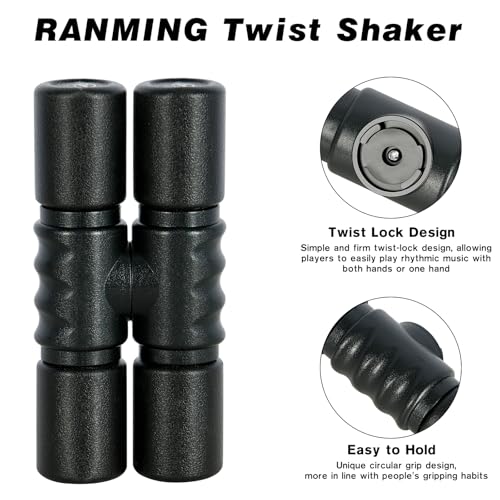 RANMING Twist Shaker ABS Double Row Shakers Percussion Instruments Medium Volume Latin Percussion Instruments for Accompaniment, Studio, Band, Drummers (Black)
