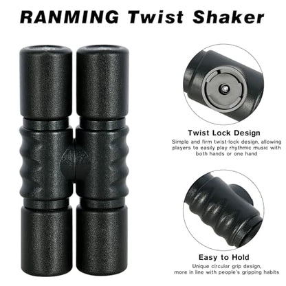 RANMING Twist Shaker ABS Double Row Shakers Percussion Instruments Medium Volume Latin Percussion Instruments for Accompaniment, Studio, Band, Drummers (Black)