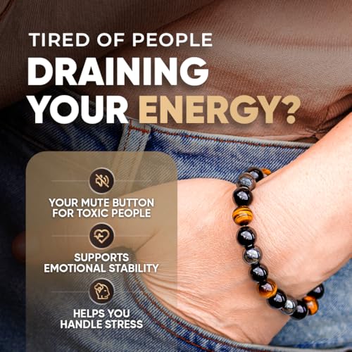 Conscious Items Protection Bracelets for Women & Men, Healing Crystal Bracelet with Natural Stones for Energy Shielding, Grounding, Stress, & Negative Energy Protection - style: The Triple Protection Bracelet
