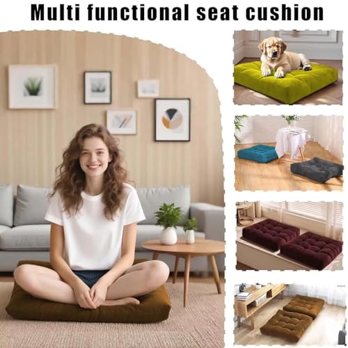 Large Floor Pillow Cushion for Adults Meditation Cushion Large Floor Sitting Soft Seat Pillow for Tatami Living Room Yoga Chatting 22x22 Inch Brown