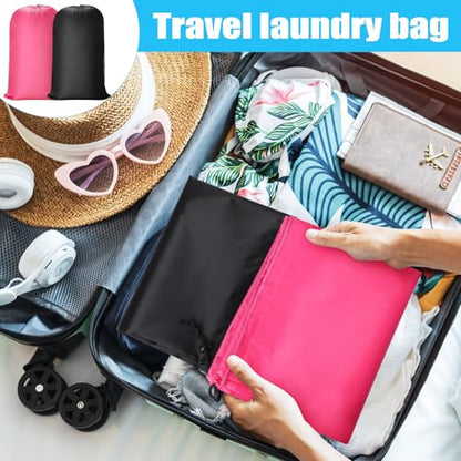 Nuogo 20 Pcs Laundry Bag Washable Travel Laundry Bags with Drawstring Lock Closure Large Heavy Duty for Camping Tent Blankets Dirty Clothes Yarn Fabric Storage, 38 x 24 Inches(Black, Pink) - color: Black, Pink