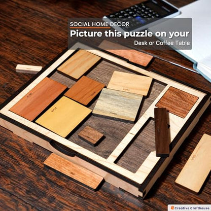 Creative Crafthouse Calibron 12 - Impossible 12 Piece Wooden Brain Teaser for Adults - Very Difficult Wood Puzzle - Made in USA - style: Calibron 12
