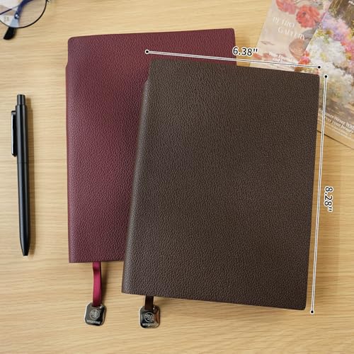 A5 Lined Journal Notebook for Women 160 Pages PU Leather Journaling for Writing - color: 1pack-Dark Brown