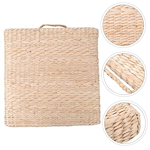 1pc Hand-Made Woven Meditation Cushion Square Straw Mat for Yoga and Home Use Comfortable Floor Pillow for Living Room Bedroom and Office Diameter Thick