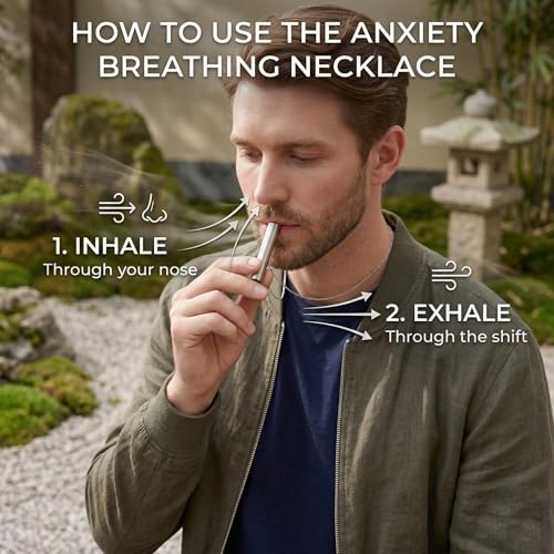 Hampton Distribution Anxiety Breathe Easy Necklace, Breathing Necklace for Stress & Anxiety Relief, Stainless Steel Anxiety Necklace, Breathe Free