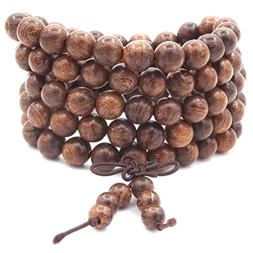 108 Buddha Bracelet Men Women Prayer Zen Buddhism Mala Beads Bracelet Tibetan Buddha Meditation Natural Gold Sandalwood