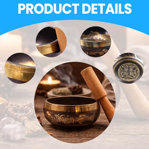 3.35" Singing Bowl Set Authentic, Sound Bowl hand Hammered Ideal for Yoga, Wellness Spaces & Relaxation