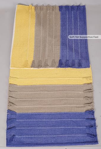 Cotton Yoga Mat Handwoven Rug, Non-Slip Textured Surface, Washable & Foldable Yoga Rug for Hot Yoga, Pilates & Meditation, 24 x 72 Inch Multicolor