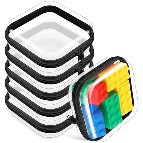 6 Pcs Clear Hard Zipper Case Plastic Zipper Pouches Transparent Makeup Bag Pencil Case Pouches Toiletry Diaper Bag for Travel Toy Storage Organizer Bins(Black,5 x 5 x 2 Inch) - color: Black, size: 5 x 5 x 2 Inch