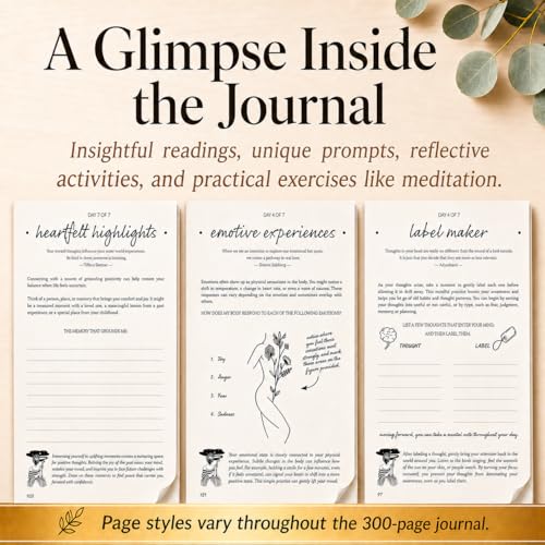 Guided Journal for Women | 13-Week Mindfulness & Self-Reflection Journal for Self-Care, Gratitude & Personal Growth | Unique Daily Prompts & Exercises | A5 Vegan Leather | Elegant Gift Box | Her Vibe - color: Beige