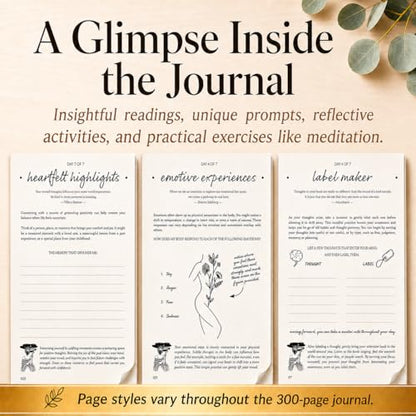 Guided Journal for Women | 13-Week Mindfulness & Self-Reflection Journal for Self-Care, Gratitude & Personal Growth | Unique Daily Prompts & Exercises | A5 Vegan Leather | Elegant Gift Box | Her Vibe - color: Beige