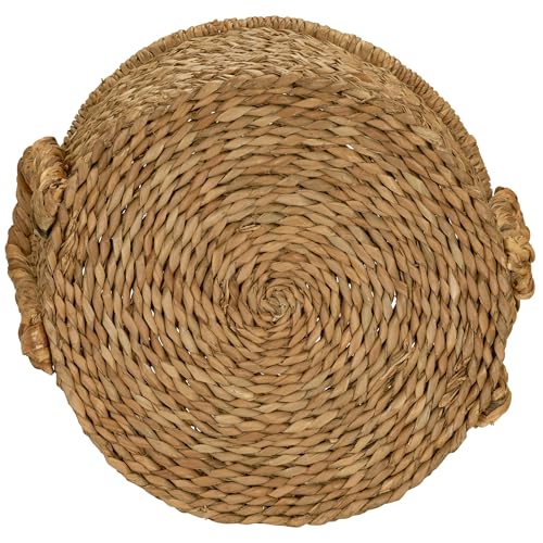 Household Essentials Large Wicker Floor Storage Basket with Braided Handle, Light Brown 19''x 25'' - style: Round
