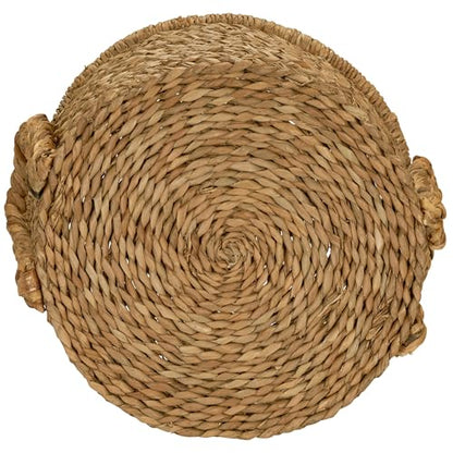 Household Essentials Large Wicker Floor Storage Basket with Braided Handle, Light Brown 19''x 25'' - style: Round