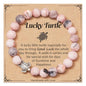 Caiyao 8mm Pink Zebra Natural Stone Sea Turtle Bracelets Healing Crystal Beaded Stretch Bracelets for Women Men Best Friend Friendship Inspirational Relaxation Jewelry Teacher Appreciation Gifts - style: StyleC