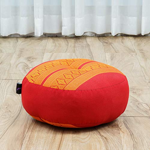 Leewadee Meditation Cushion Set – 1 Small Zafu Yoga Pillow and 1 Small Roll-Up Zabuton Mat Filled with Kapok - color: Sf02 - Orange