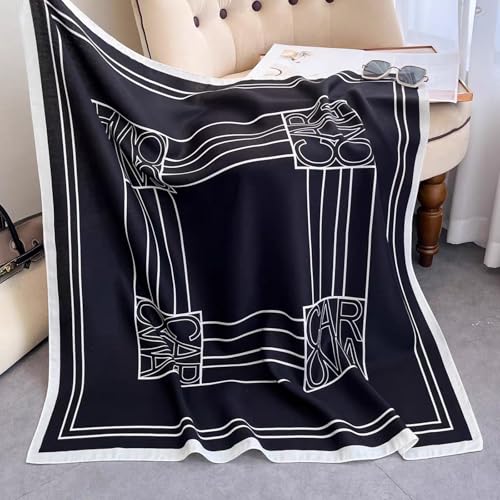 35" Head Scarf Large Square Scarf Like Cotton Hairscarf Fashion Scarves Bandana Night Sleeping Wraps for Women B01 - color: Black- White Lines
