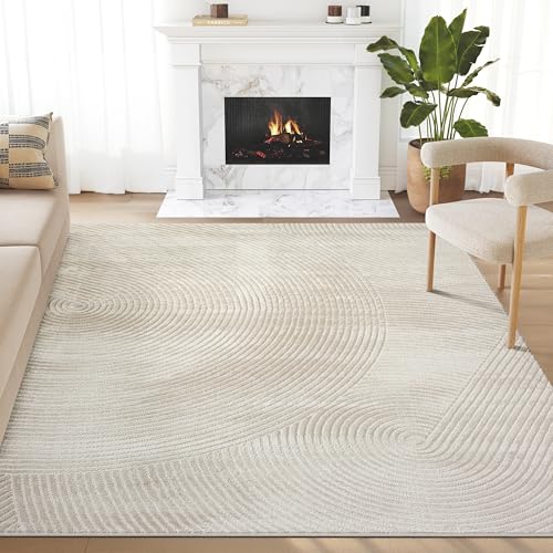 Abani Neutral Beige Area Rug | 3' x 6' Tan Geometric Carpet with Zen Circle Pattern | Washable Rugs for Living Room, Bedroom, Office - color: Beige, size: 2'6" x 6' (Rectangular)