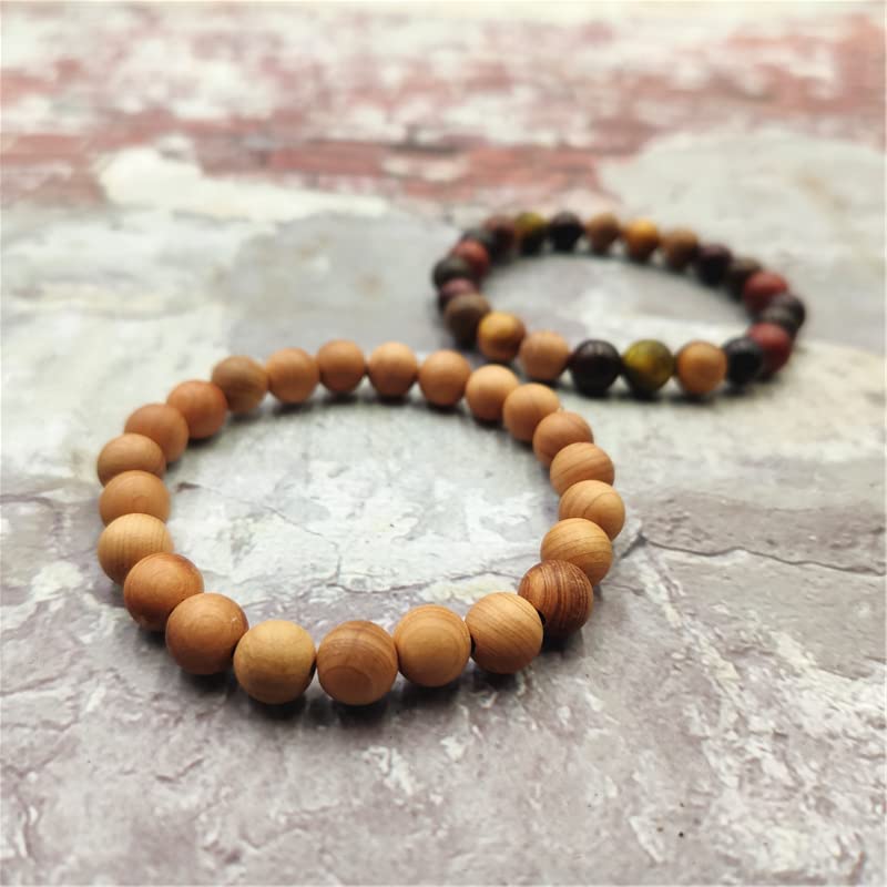 COLORFUL BLING Handmade Wooden Prayer Beaded Bracelet for Men Women Tibetan Buddhist Meditation Mala Beaded Stretch Bracelet Bangle Wood Jewelry - color: 6pcs