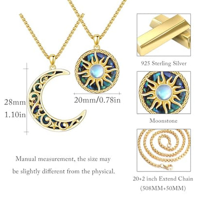 Yin Yang Necklaces for Women Men 925 Sterling Silver Pendant Necklace Yin Yang Jewelry for Women Men Couples - style: Sun Moon #3