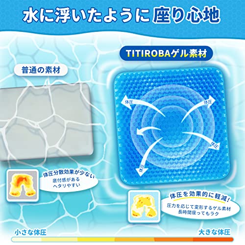 Titiroba ZD-03-L Gel Cushion, Extra Large, Floor Cushion, Special Big Size, Blue, 17.3 x 18.5 x 1.4 inches (44 x 47 x 3.5 cm)