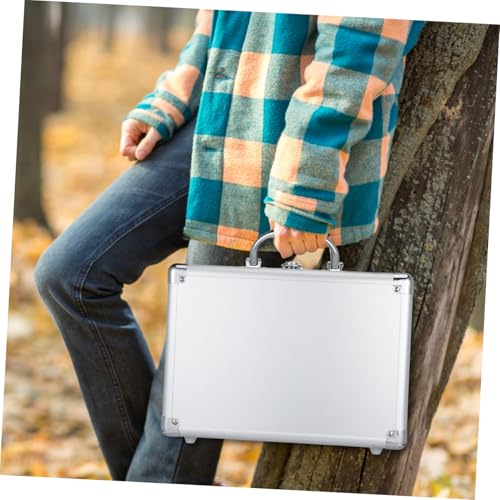 Tofficu Aluminum Alloy Briefcase Lockable Hard Case for Makeup Tool Storage Portable Container with Handle Design for Transport of Valuables