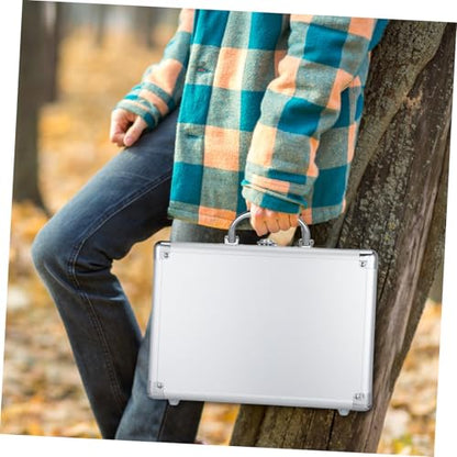 Tofficu Aluminum Alloy Briefcase Lockable Hard Case for Makeup Tool Storage Portable Container with Handle Design for Transport of Valuables