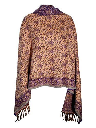 PURPLE BEIGE FLORAL BLANKET SCARF LUXURY PREMIUM QUALITY HANDMADE FASHION SCAR MADE OF YAK WOOL Shawl Blanket stole unisex Travel Wrap Meditation Soft gift for her