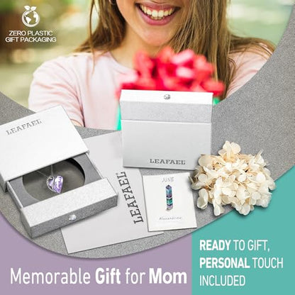 Leafael Gift Necklaces for Women, Infinity Love Birthstone Heart Crystal Pendant, Birthday Anniversary Jewelry for Wife, Mom, and Her, Silver Plated, 18" + 2" Adjustable Chain - color: 06-June-Alexandrite Light Purple