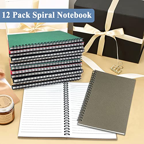 GINMLYDA Small Spiral Notebook 12Pack, 120 College Ruled Lined Pages 5.5 x 8.25 Inches Bulk Spiral Bound A5 Journal Notebooks & Writing Notepads for Work School Home Office Note Taking Journaling