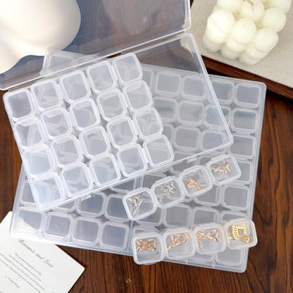1set Detachable Compartment Jewelry Storage Box Jewelry Divided Into 28/56 Transparent Boxes Nail Art Storage Tools (28 grids,17.5 * 10 * 2.5cm) - color: 28 grids,17.5*10*2.5cm
