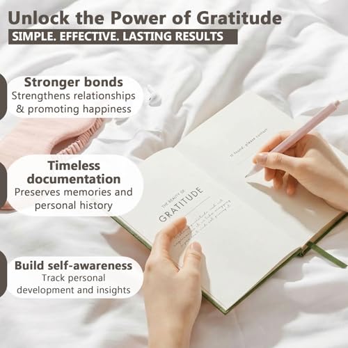 Gratitude Journal Daily Self Care Affirmations Gift for Christmas Birthday Fathers Day Christian Positive Journal Gifts for Friends Dad Mom Cowrker Employee(Dark Green,Minimalist)