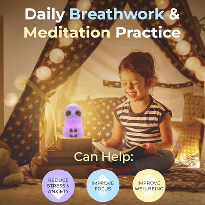 Mindsight 'Breathing Buddha' Guided Visual Meditation | 3 Modes to Slow Your Breathing & Calm Your Mind | Stress & Anxiety Relief | Wellness Gift | Adults, Kids, Classrooms | USB Rechargeable - size: Sloth