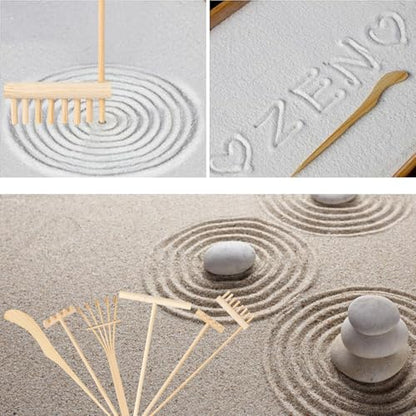 24 PCS Mini Zen Garden Rake Tools, Zen Garden Accessories, Zen Garden Tools Bulk Zen Garden Bamboo Sand Rake Set for Home, Office Decor and Meditation Tools