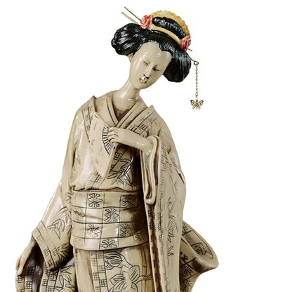 Touch of Class Miyoko Beauty Geisha Table Sculpture - Resin - Beige, Black, Red - Japanese Lady for Bedroom, Living Room, Dining Room, Bookshelf, Mantel, Office, Entryway, Foyer