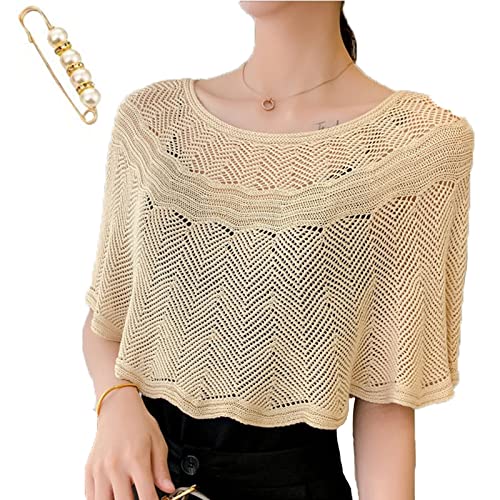 Knitted Sun-Proof Ice Silk Shawl, Knitted Sun-Proof Shawl, Summer Hollow-Out Knit Shawl Wraps, Silk Shawl