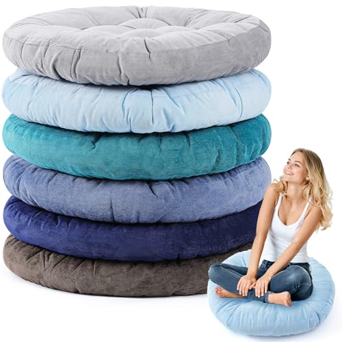 Jerify Floor Pillow Cushions Large Round Square Large Meditation Floor Pillow for Classroom Adult Meditation Picnic Party Seating Learning Daycare School(Round,Dark Colors,6 Pcs) - color: Dark Colors, size: Round