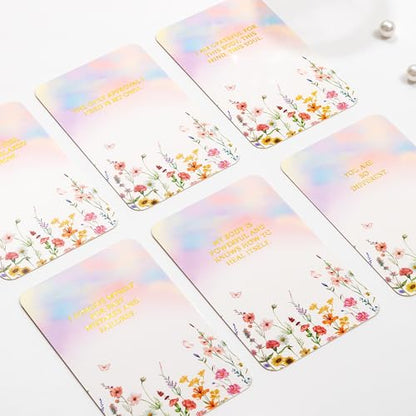 Crisky Positive Affirmation Cards for Women, 50 Pack Daily Affirmations, Encouragement Motivation Cards with Edgy Positive Quotes, Inspirational Gifts for Women, best friends, Girls